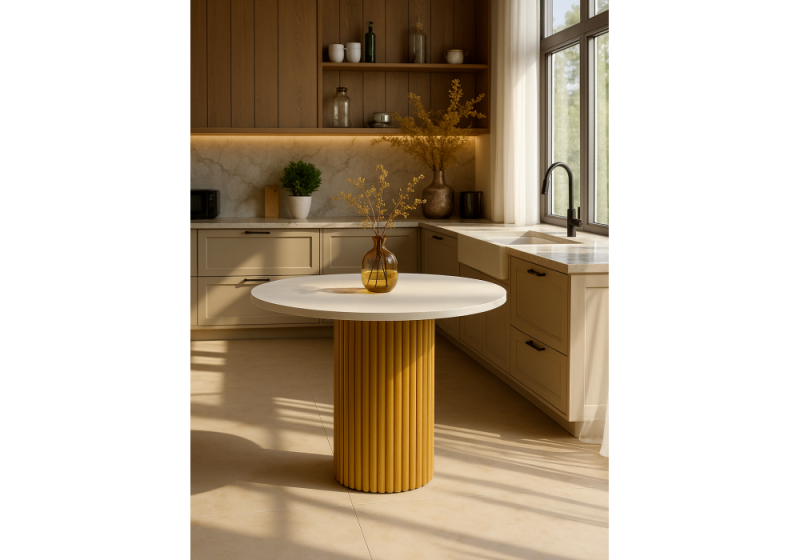 Стол деревянный Барел 110 белый / золото (110x75)